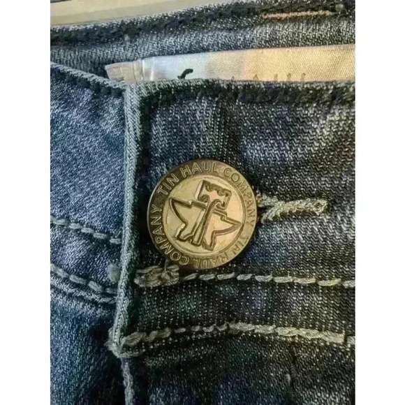 Tin Haul Jeans Blue 31/32 women's boot cut western embellished pockets - Picture 7 of 13